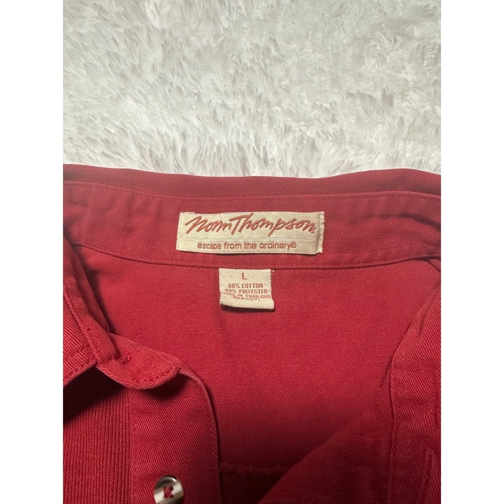 Vintage Norm Thompson Red Pullover Collared Sweatshirt‎ L Workwear Casual - Picture 3 of 3